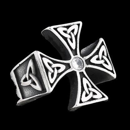 Stone Triquetra Cross Ring