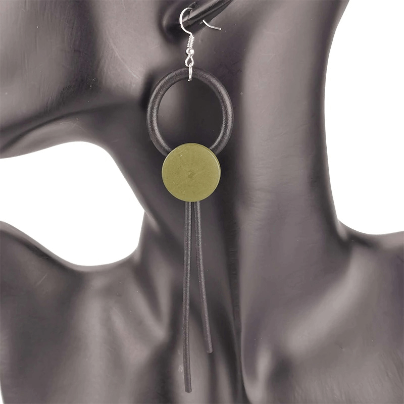 Stylish Design Wood Long Earrings for / Gothic Female Rubber Jewelry