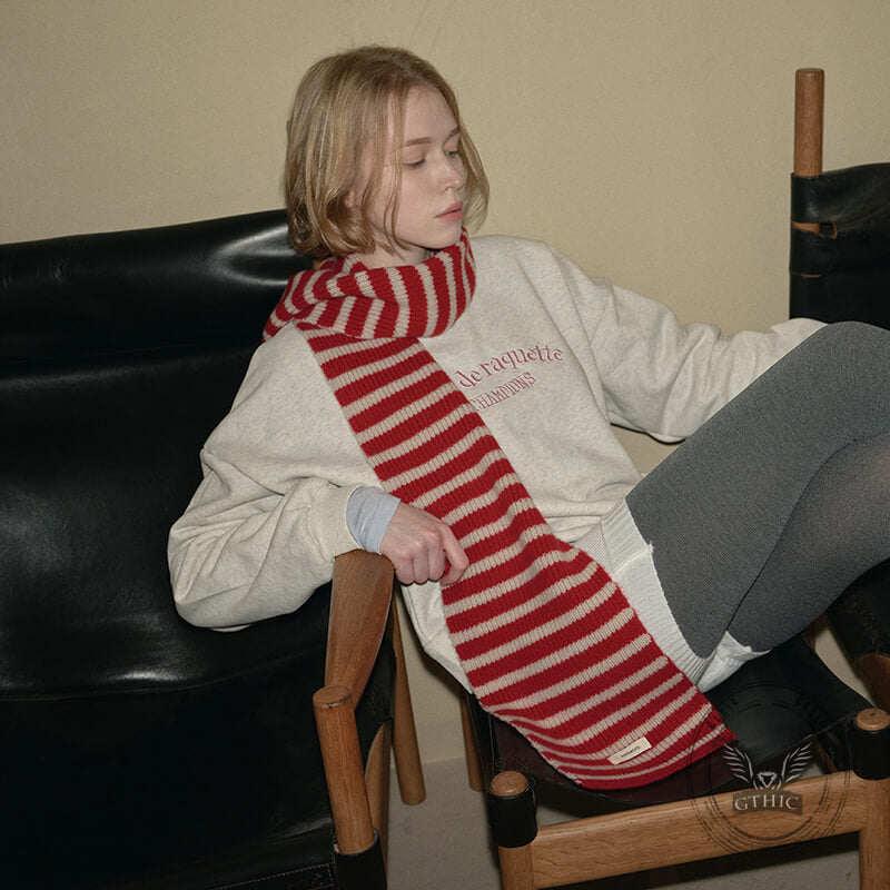 Stylish Multicolor Versatile Striped Soft Wool Scarf