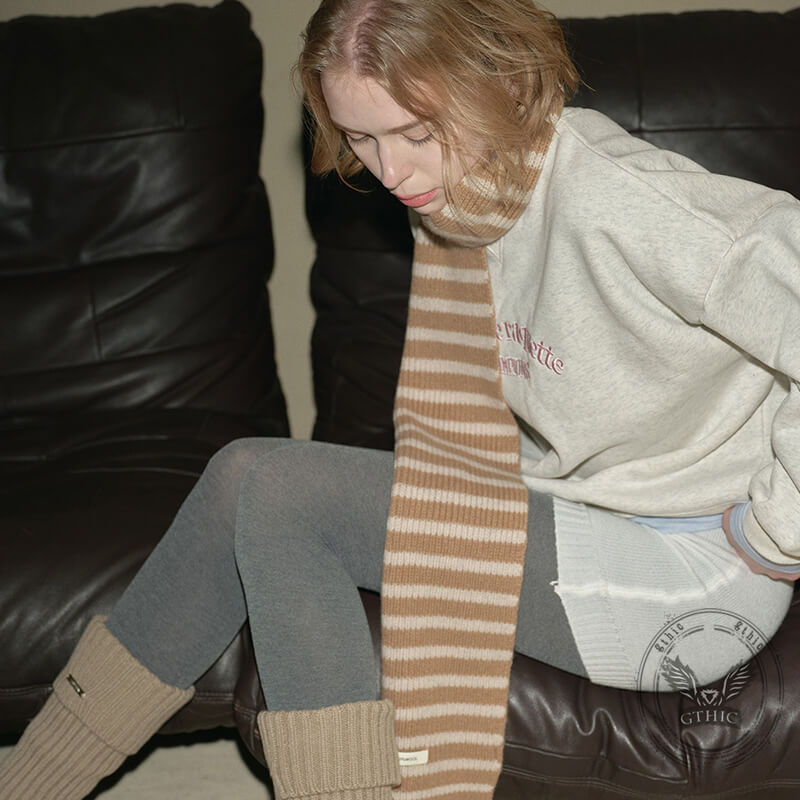 Stylish Multicolor Versatile Striped Soft Wool Scarf