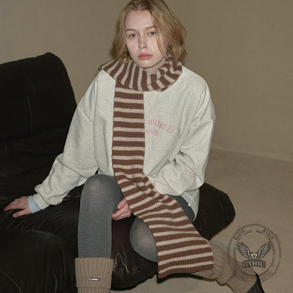 Stylish Multicolor Versatile Striped Soft Wool Scarf