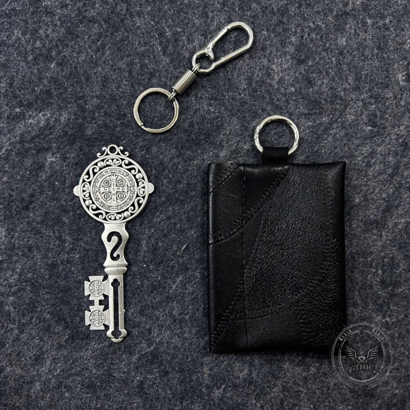 Stylish St. Benedict Key Black Pu Leather Waist Wallet