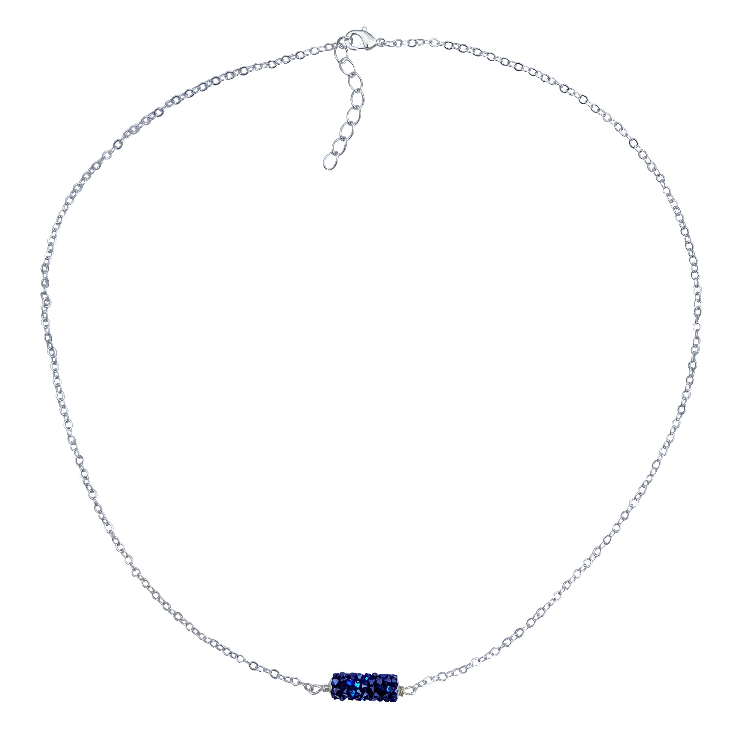 Ocean Blue Swarovski Crystal Druzy Silver Necklace and Earring Set