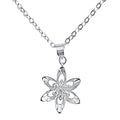 Sterling Silver Mini Cubic Zirconia Flower Pendant on Silver Cable Chain Necklace, 18" With Extender
