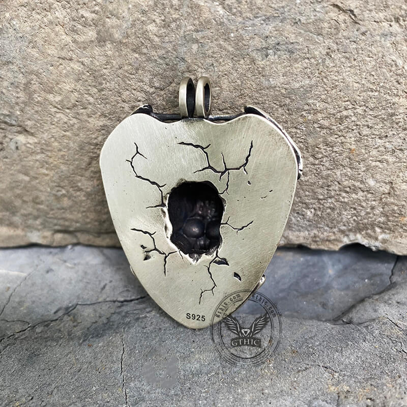 Sword and Shield Sterling Silver Skull Pendant