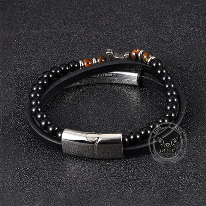 Thor's Hammer Agate Tiger Eye Stainless Steel Bracelet