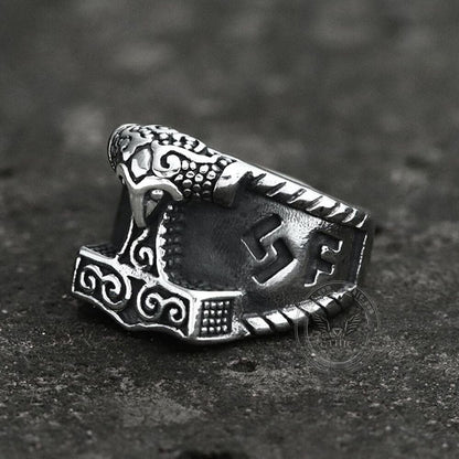 Thor's Hammer Rune Stainless Steel Viking Ring
