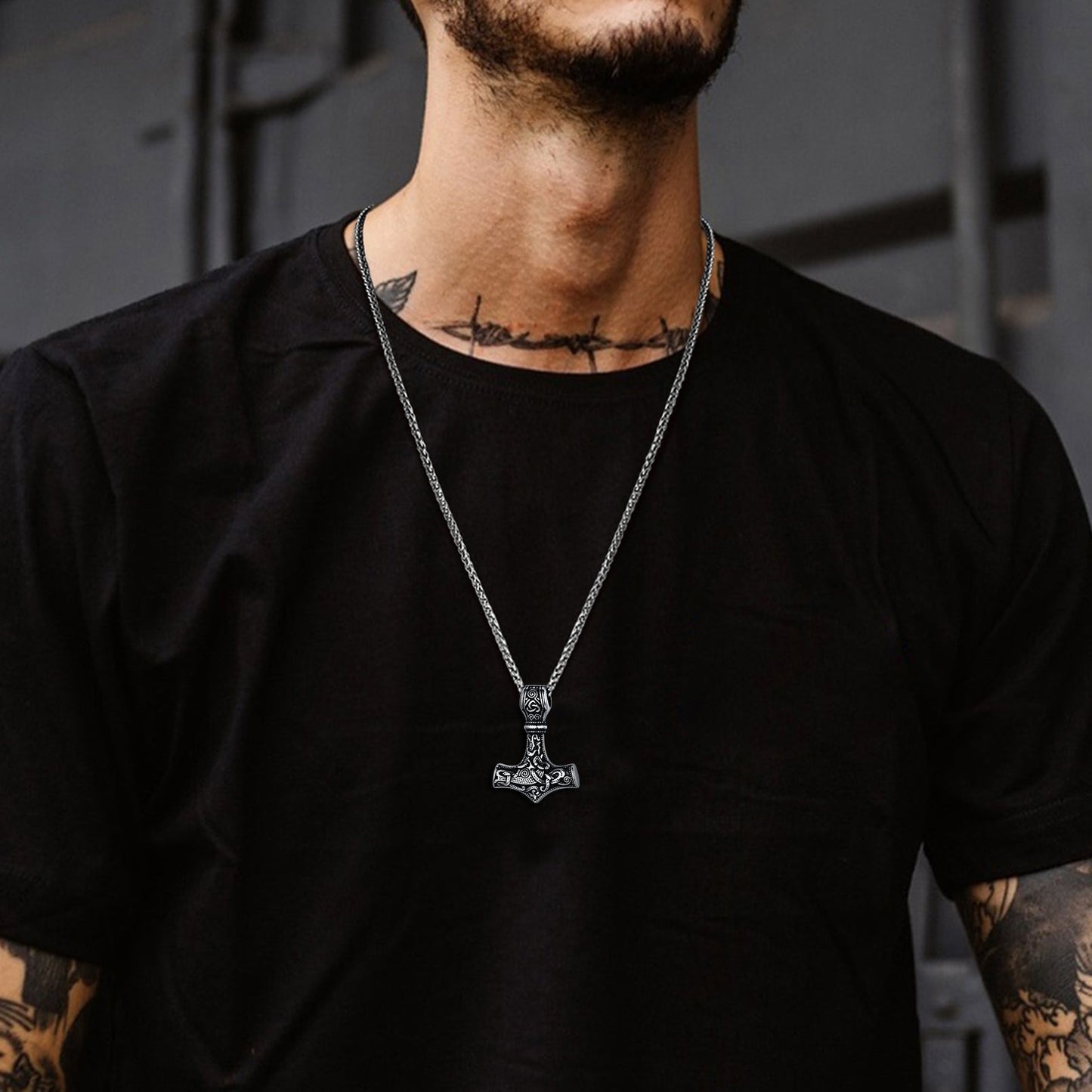 Norse Viking Thor's Hammer Necklace Mjolnir Pendant for