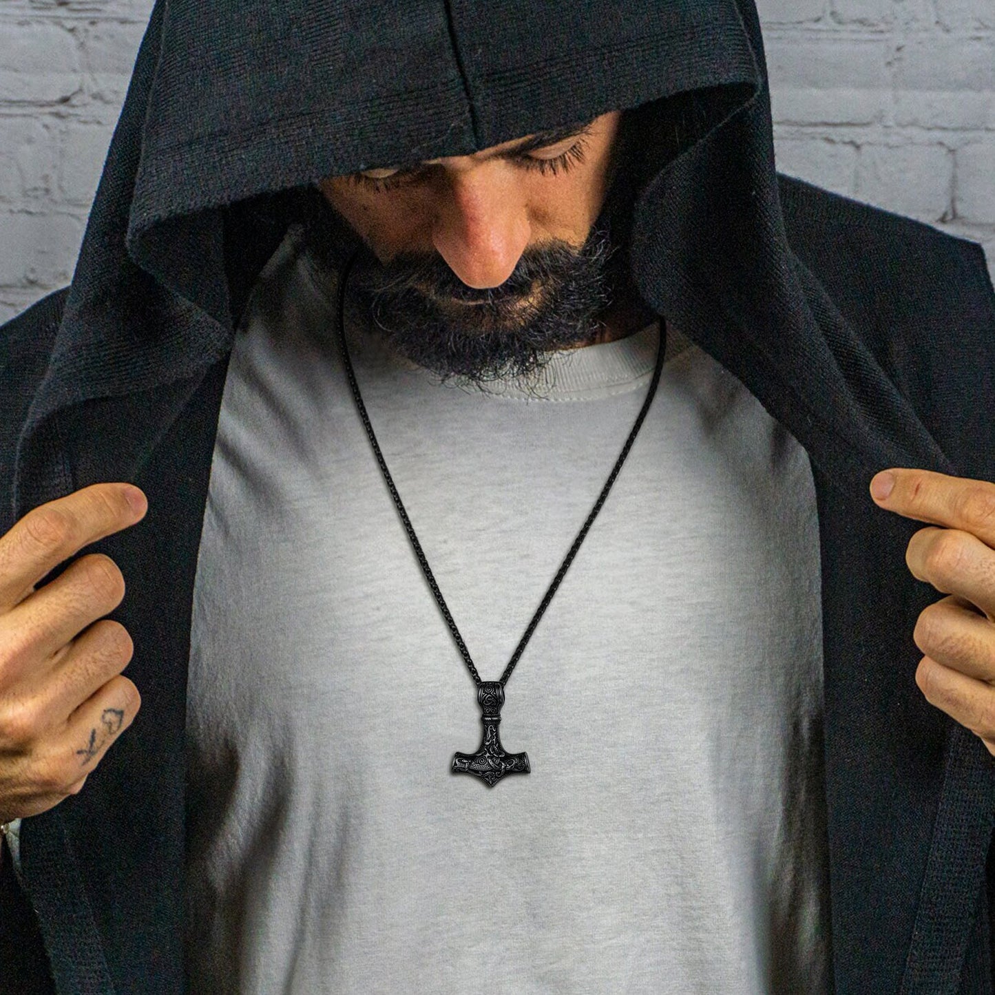Norse Viking Thor's Hammer Necklace Mjolnir Pendant for