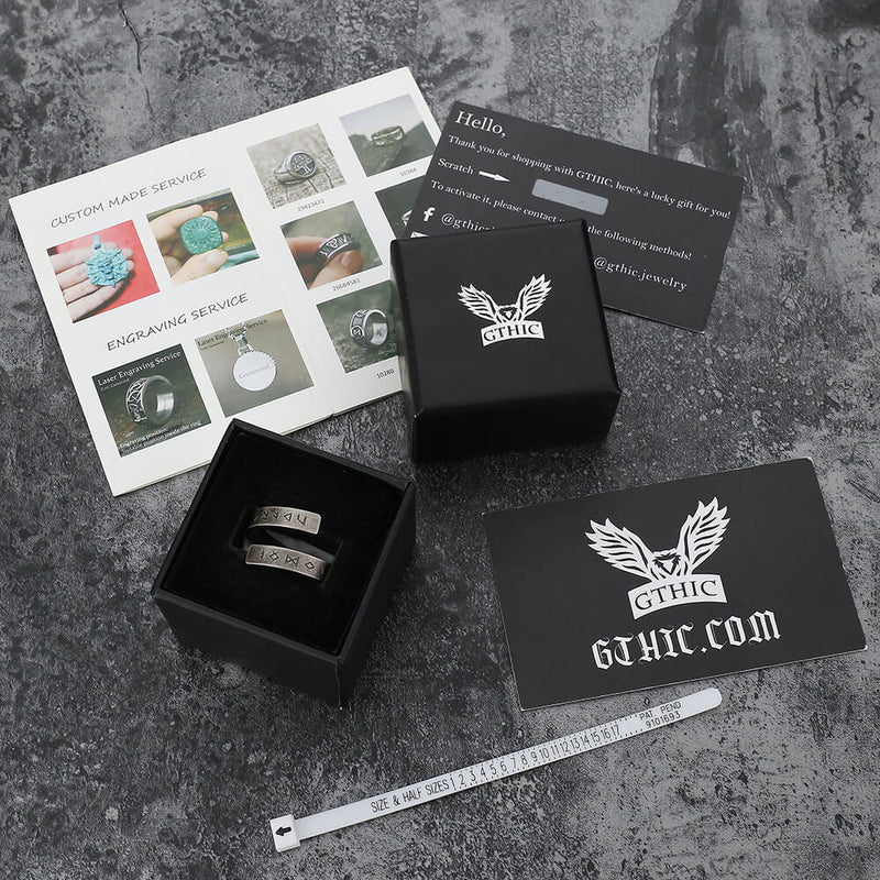Threaded Runes Stainless Steel Ring