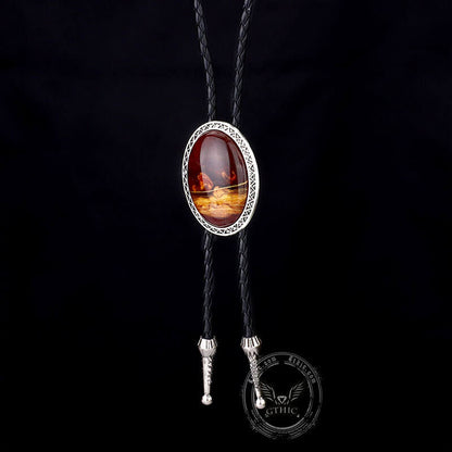 Tiger Eye Stone Western Cowboy Bolo Tie