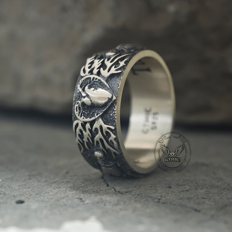 Till Death Do Us Part Heart Sterling Silver Skeleton Ring