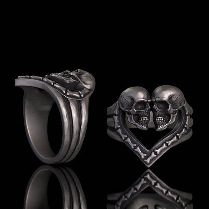 Till Death Do Us Part Skull Heart Sterling Silver Ring