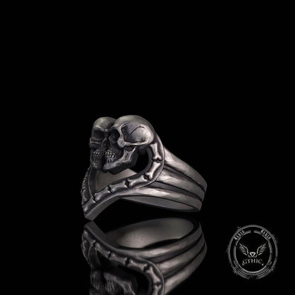 Till Death Do Us Part Skull Heart Sterling Silver Ring