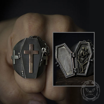 Till Death Do Us Part Sterling Silver Skull Coffin Ring
