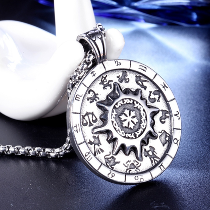 Titanium Stainless Steel Zodiac Signs Amulet / Punk Style Pendant Necklace