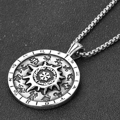 Titanium Stainless Steel Zodiac Signs Amulet / Punk Style Pendant Necklace