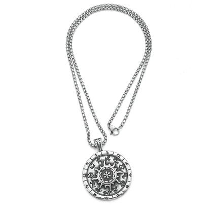 Titanium Stainless Steel Zodiac Signs Amulet / Punk Style Pendant Necklace