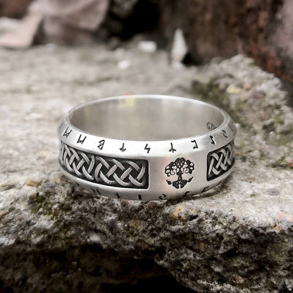 Tree of Life Knot Sterling Silver Viking Band Ring