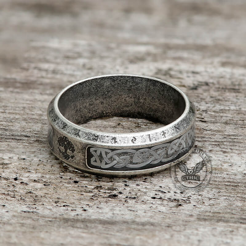 Tree of Life Knot Stainless Steel Viking Band Ring
