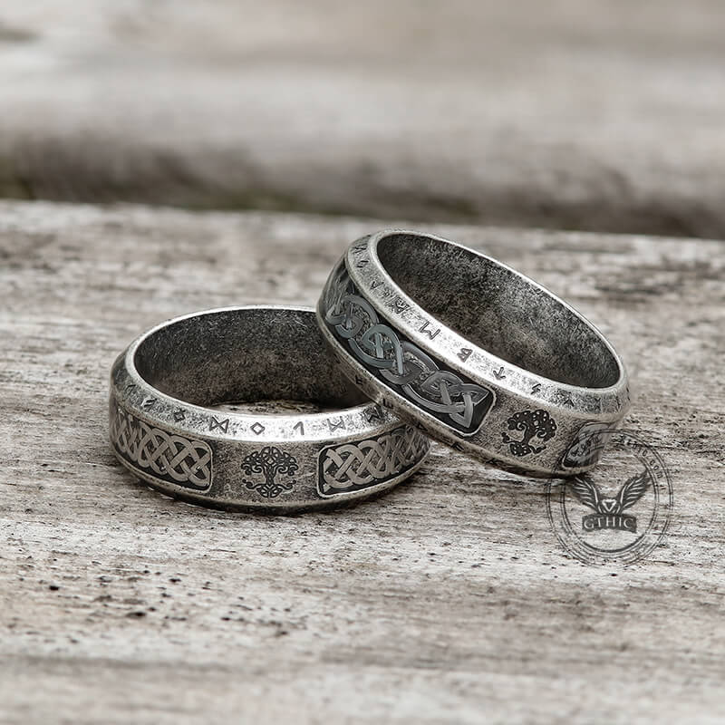 Tree of Life Knot Stainless Steel Viking Band Ring