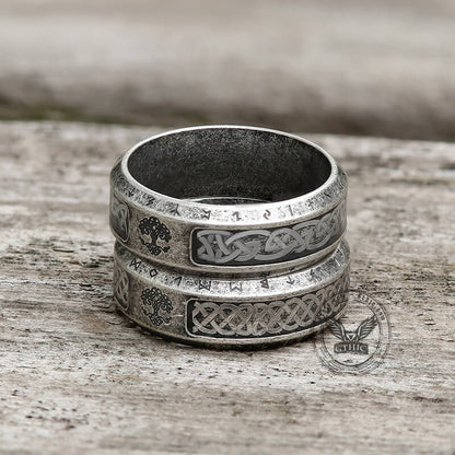 Tree of Life Knot Stainless Steel Viking Band Ring