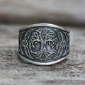 Tree of Life Raven Stainless Steel Viking Ring