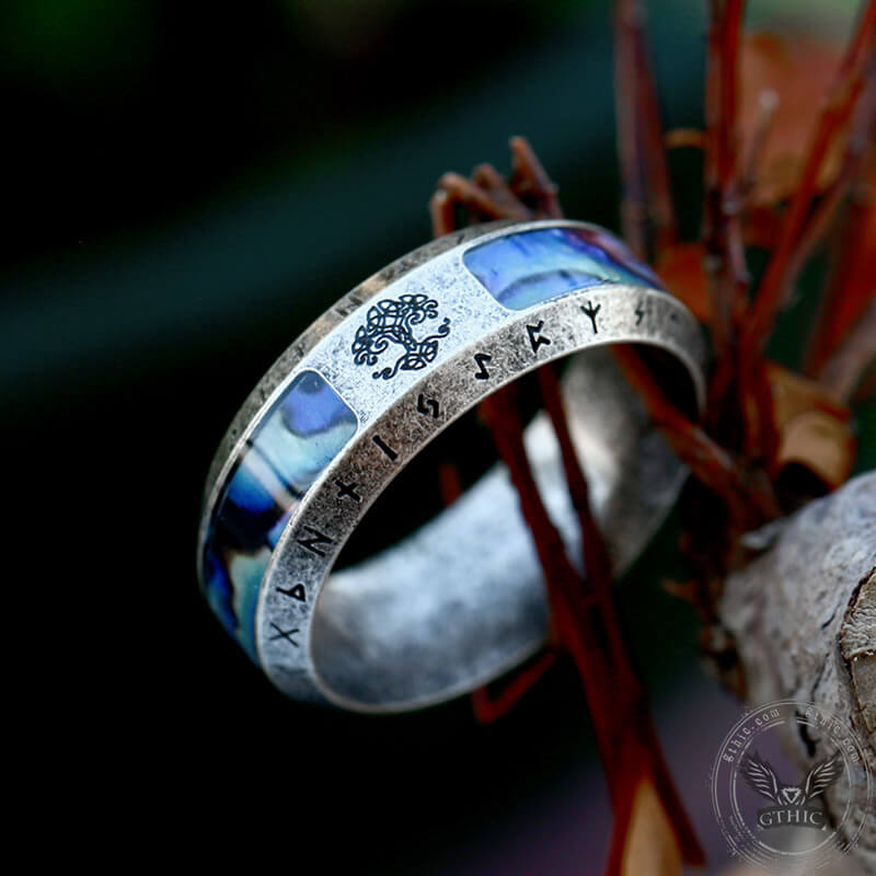 Tree of Life Stainless Steel Shell Viking Ring