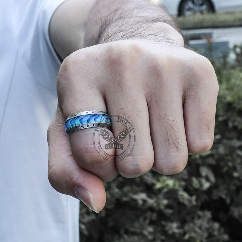 Tree of Life Stainless Steel Shell Viking Ring
