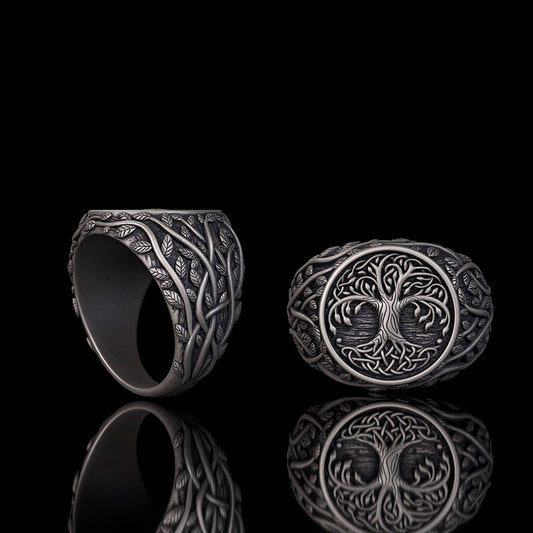 Tree of Life Yggdrasil Sterling Silver Viking Ring