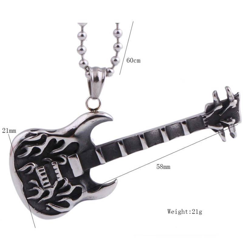 Guitar Necklace Pendant With Free Chain / Punk Style Jewelry