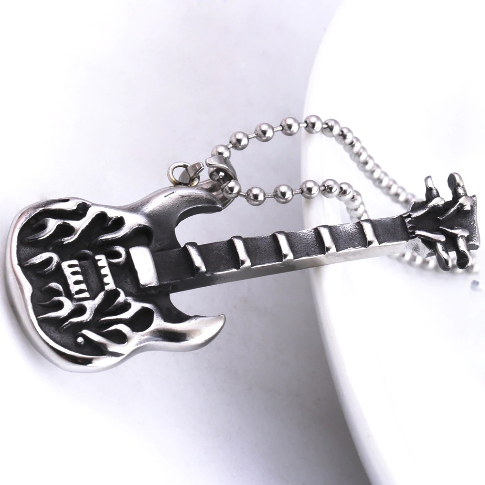 Guitar Necklace Pendant With Free Chain / Punk Style Jewelry