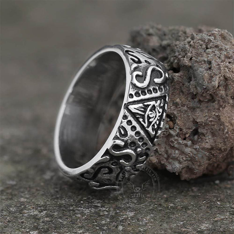 Triangle Eye of Providence Stainless Steel Masonic Ring