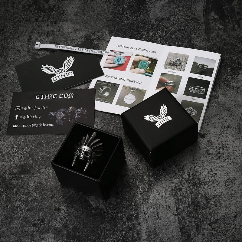 Tribal Chief Sterling Silver Skull Ring