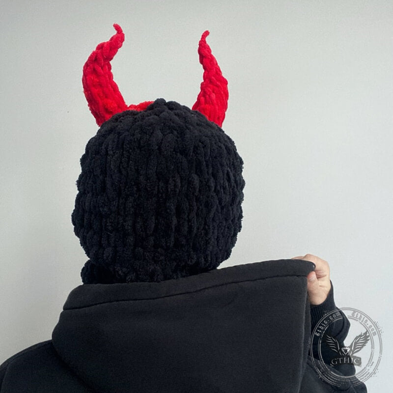 Two-tone Devil Knit Balaclava Hat