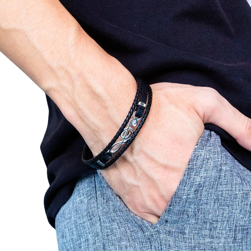 Unique Musical Symbol Bracelets / Pu Leather Bracelets / Punk Rock Rope Bangles