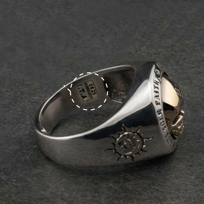 Gothic Ring of Skull Symbol / Alternative Jewelry of 925 Sterling Silver