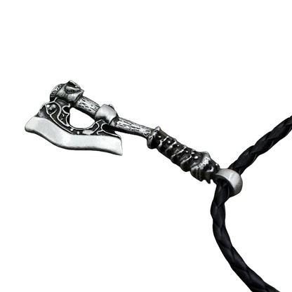 Pendant Viking Axe of Celtic Wolf and Raven / Stylish Necklace