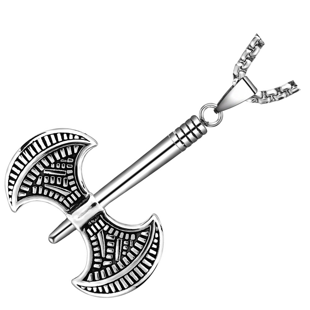 Pendant Viking Tomahawk / Handmade Stainless Steel Punk Necklace