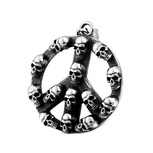 Retro Pendant of Hippie Symbol With Skulls / Accessories of Titanium Steel