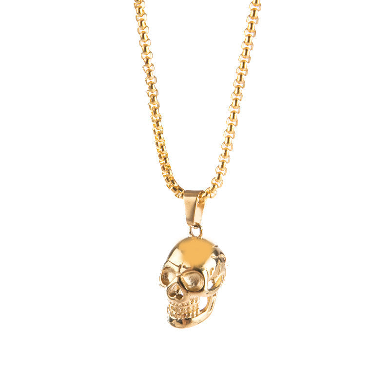 Stainless Steel Skull Necklace / Biker Rock Style Pendant and Chain