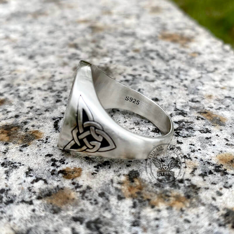 Valknut Celtic Triquetra Knot Sterling Silver Viking Ring