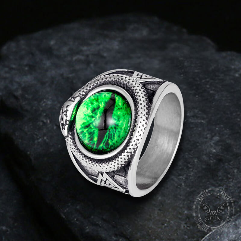 Valknut Ouroboros Devil Eye Stainless Steel Ring