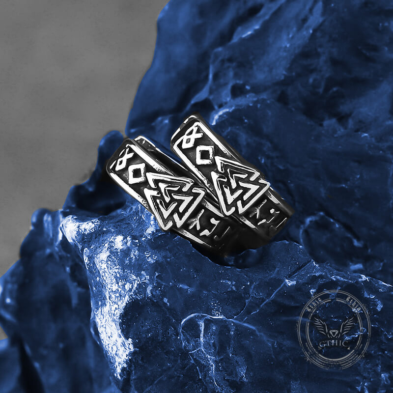 Valknut Rune Stainless Steel Viking Hoop Earrings