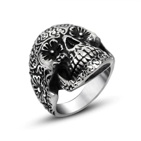 Vampire Skull Retro Steel Jewelry / Rock Punk Alternative Skull Rings / Sugar Skull