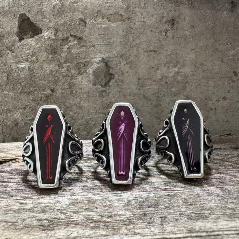 Vampire Coffin Stainless Steel Skull Ring