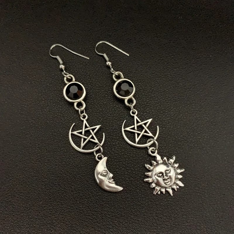 Mystical Pentacle Amulet Drop Earrings