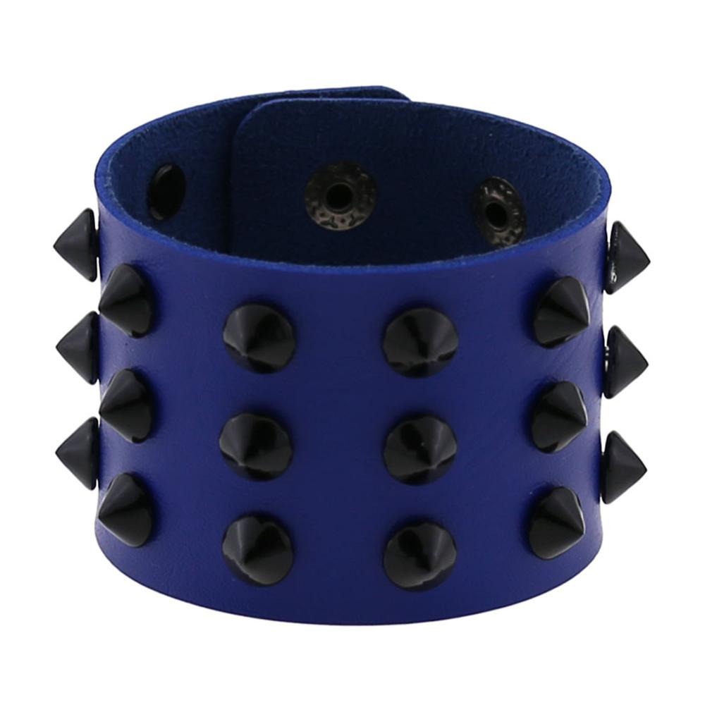 Vegan Leather Spike Bracelet / Wide Snap Button Wrap Bracelets / Wristband for and