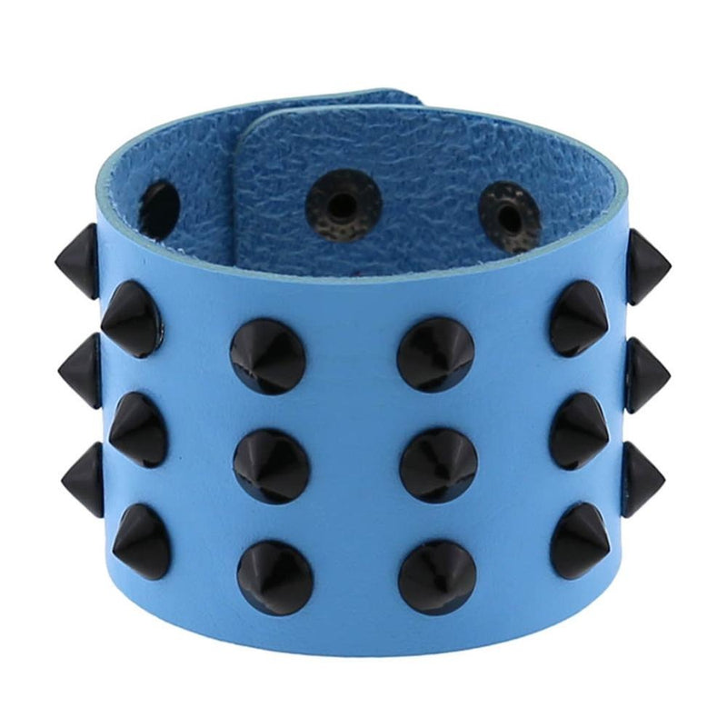 Vegan Leather Spike Bracelet / Wide Snap Button Wrap Bracelets / Wristband for and