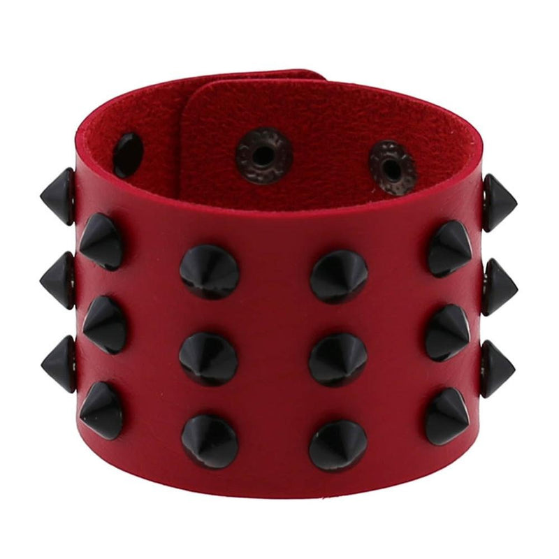 Vegan Leather Spike Bracelet / Wide Snap Button Wrap Bracelets / Wristband for and